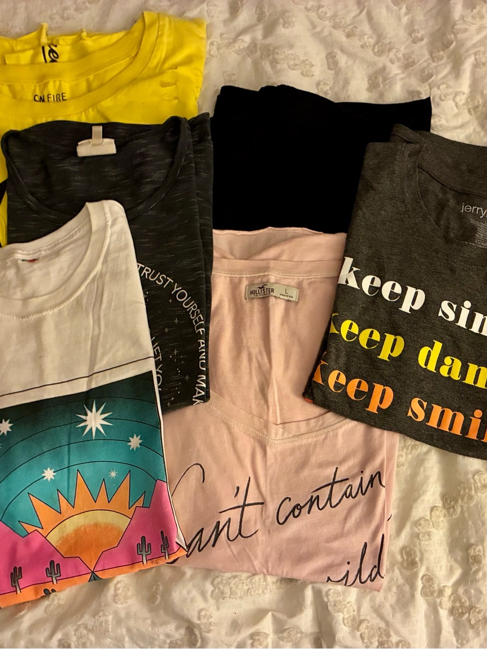 BUNDLE POSITIVE GRAPHIC TEES- HOLLISTER AND OTHER BRANDS